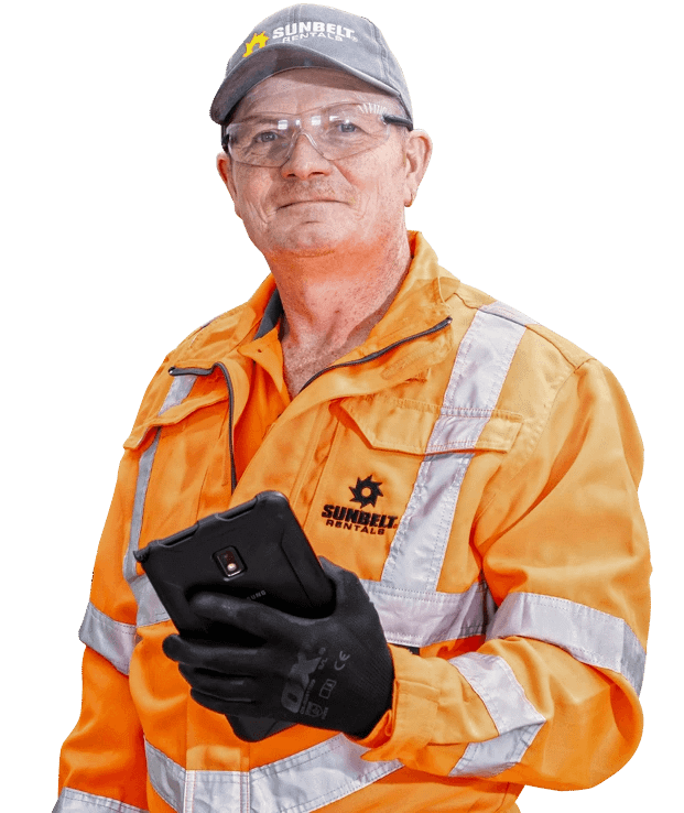 Sunbelt employee holding a tablet